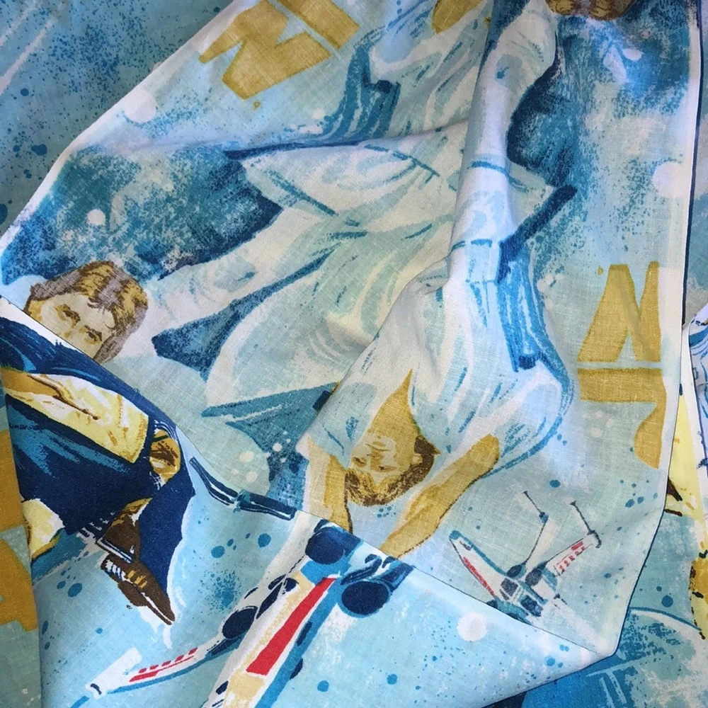 Star Wars Twin Flat Sheet Vintage STAR WARS BLUE TWIN FLAT 70s Star Wars